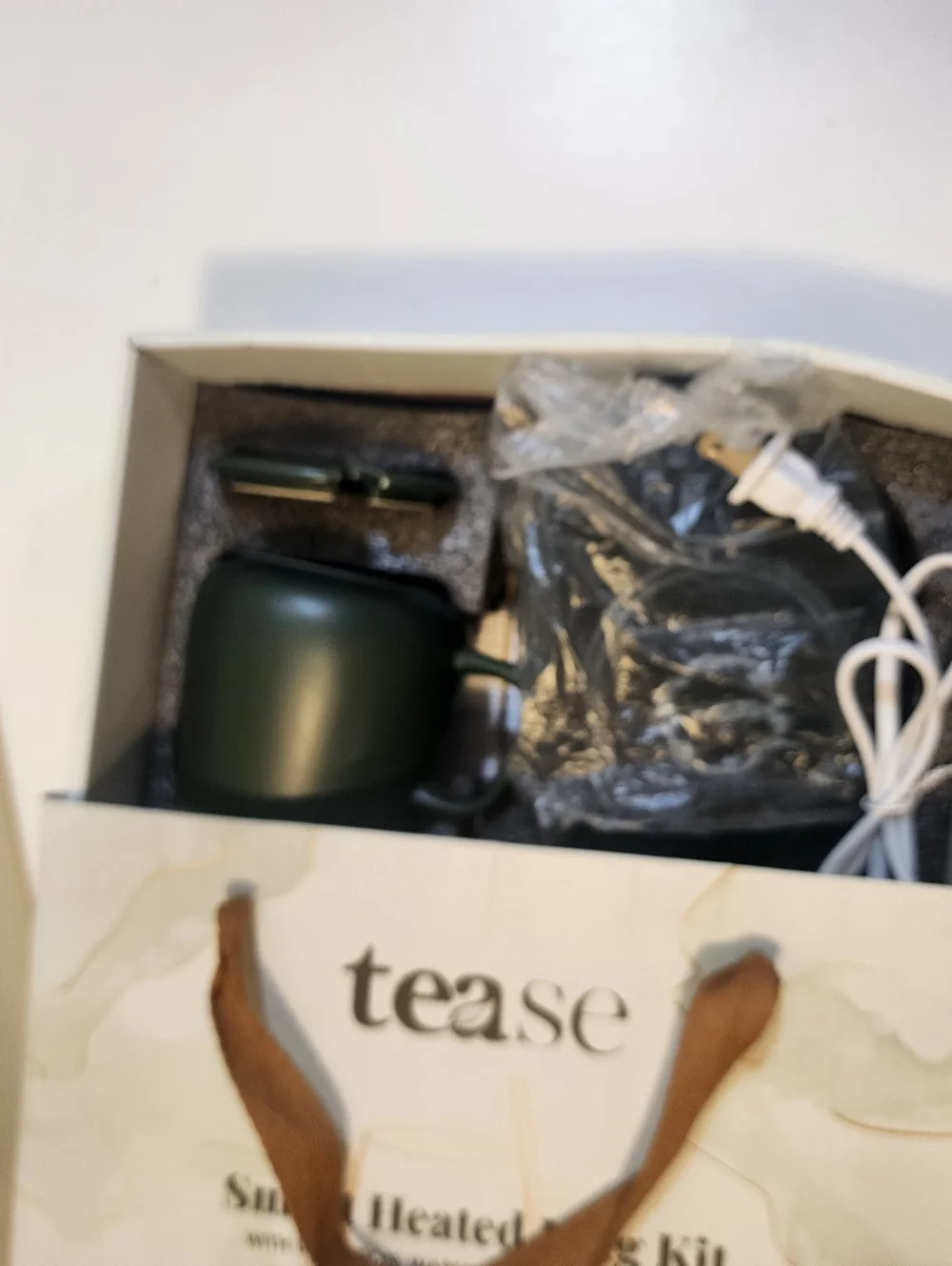 Tease Smart Heated Mug Kit Green With Golden Spoom New Im Box